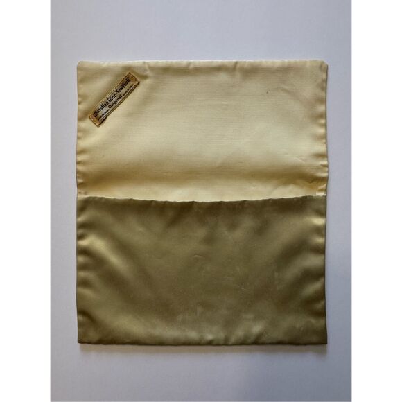 Vintage Christian Dior Foldover Satin Envelope Travel Pouch Neutral Golden Beige - Picture 1 of 4